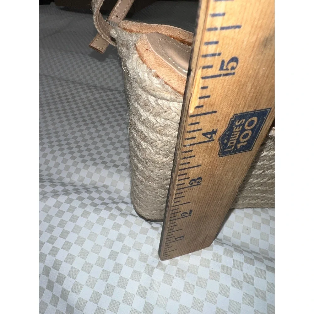 Glaze Tan Faux Suede Espadrille Wedge Sandals Bow Knot Ankle Strap‎ Size 9